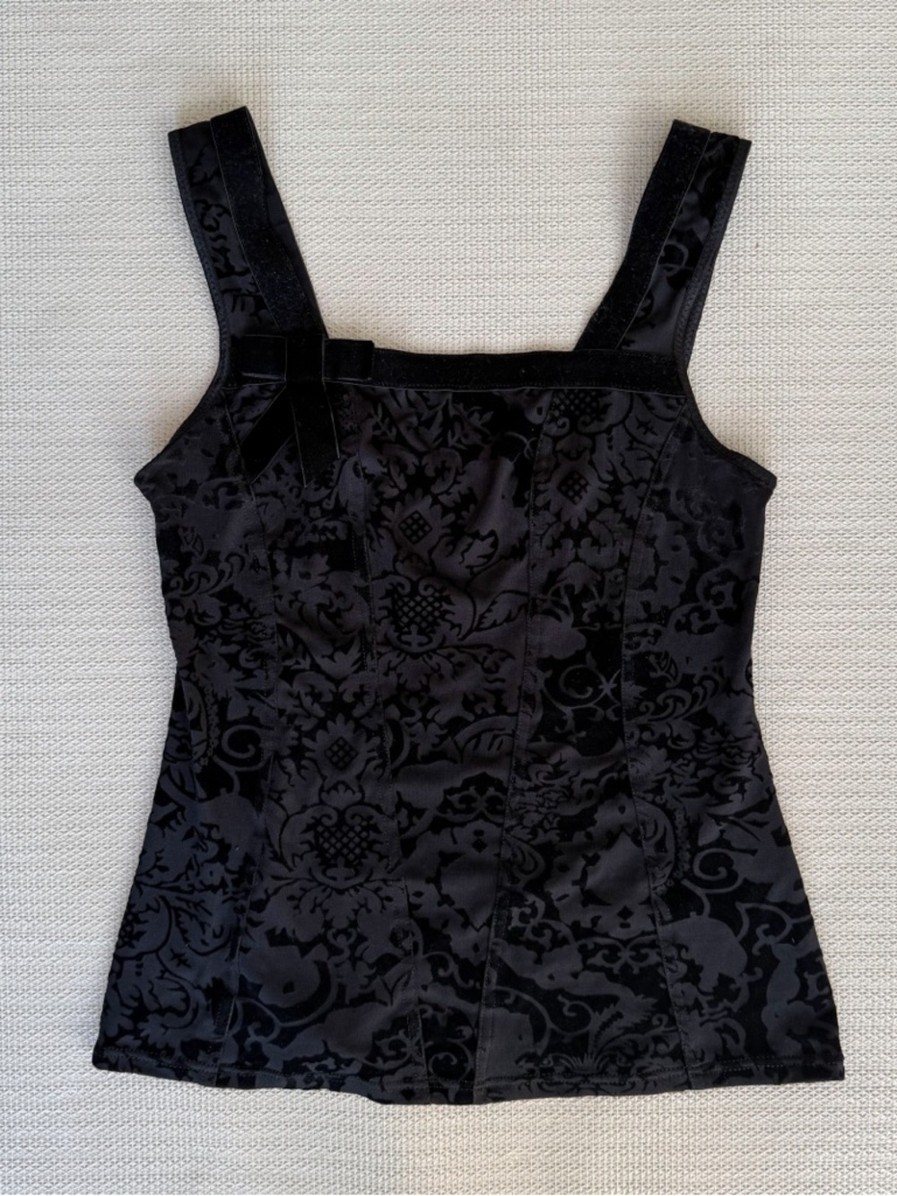 Vintage Black Velvet Burnout Tank Top